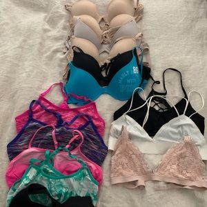 Bra bundle Tshirt bras, sports bras, and bralettes